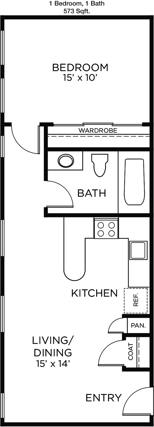 573 sq ft floorplan layout