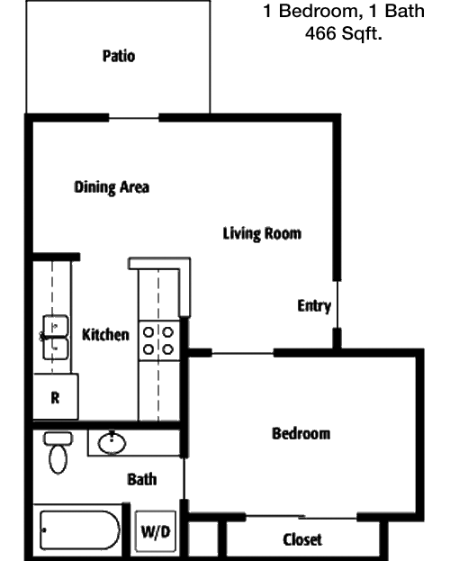 466 sq ft floorplan layout