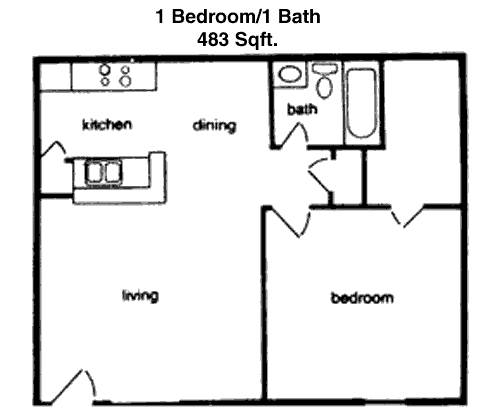 483 sq ft floorplan layout