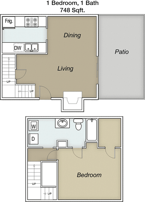 748 sq ft floorplan layout
