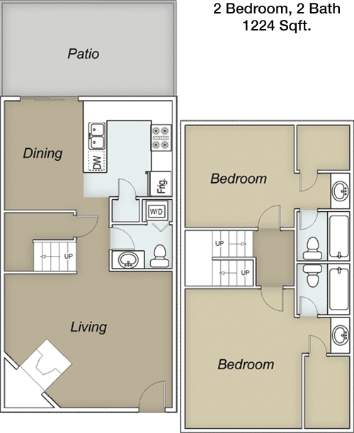 1,224 sq ft floorplan layout