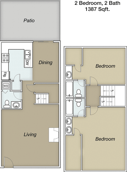 1,387 sq ft floorplan layout