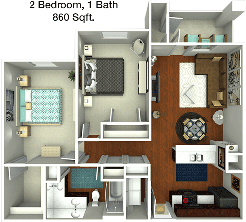 860 sq ft floorplan layout