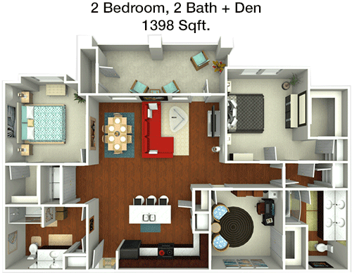 1,398 sq ft floorplan layout