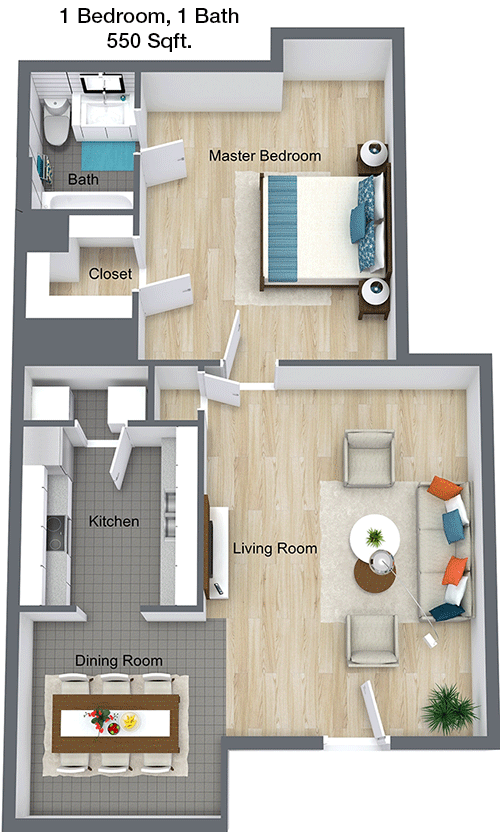 550 sq ft floorplan layout