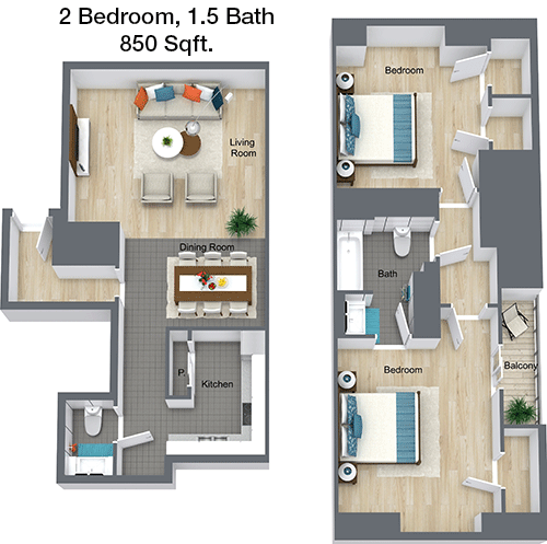 850 sq ft floorplan layout