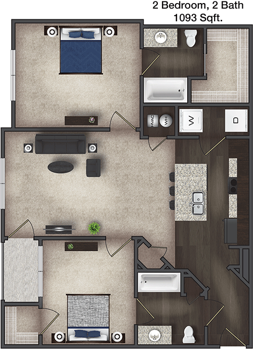 1,093 sq ft floorplan layout