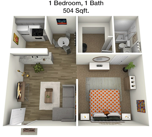 504 sq ft floorplan layout