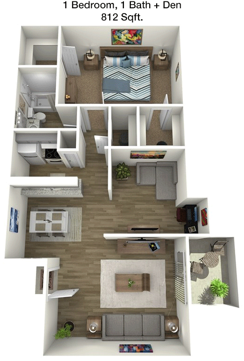 812 sq ft floorplan layout