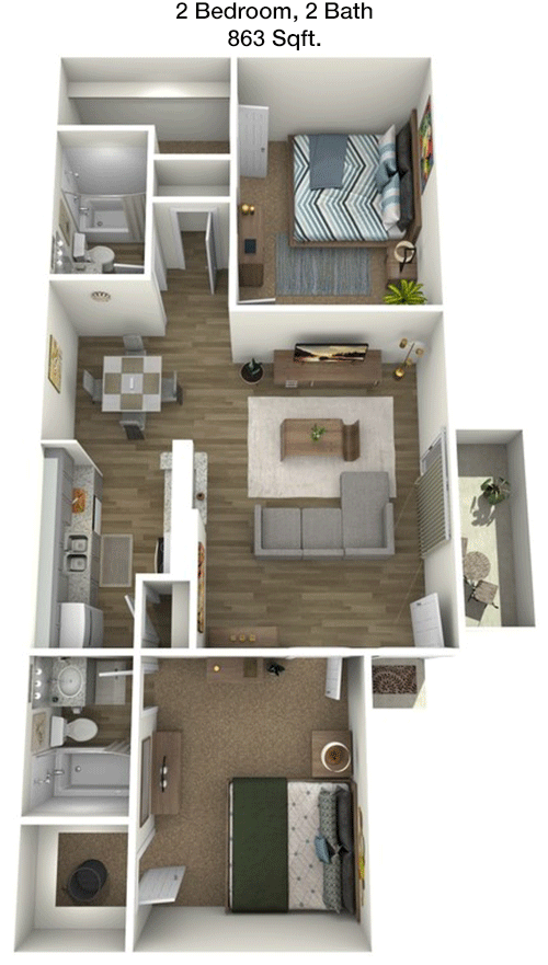 863 sq ft floorplan layout