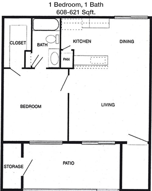 608 sq ft floorplan layout
