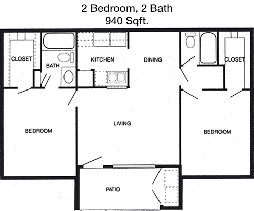 940 sq ft floorplan layout