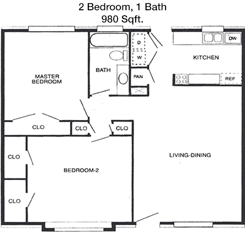 980 sq ft floorplan layout