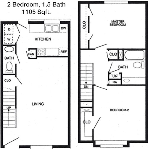 1,105 sq ft floorplan layout