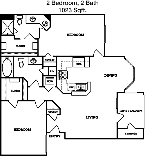 1,023 sq ft floorplan layout
