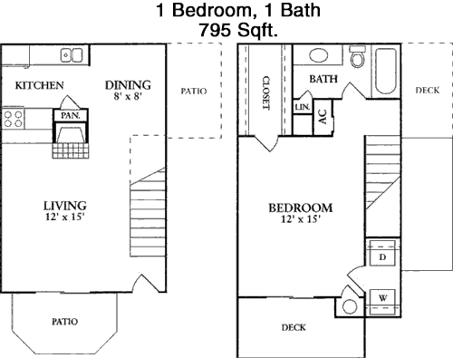 795 sq ft floorplan layout