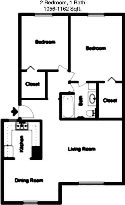 1,056 sq ft floorplan layout