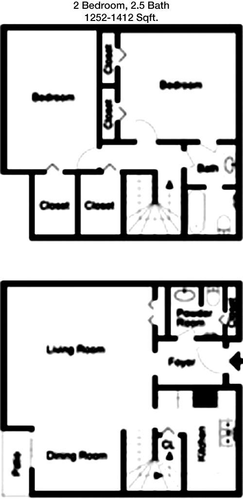 1,252 sq ft floorplan layout