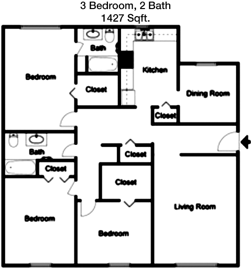 1,427 sq ft floorplan layout