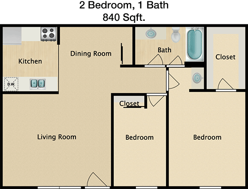 840 sq ft floorplan layout