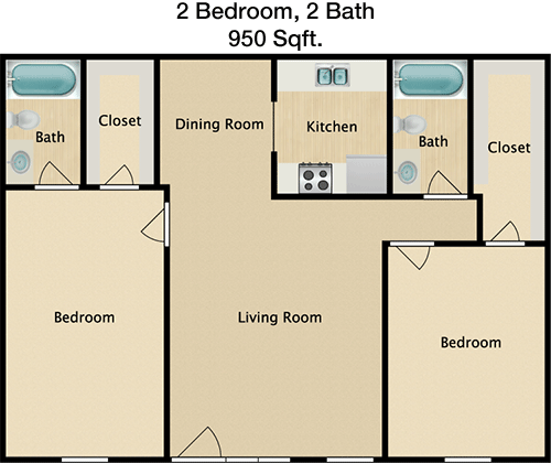 950 sq ft floorplan layout