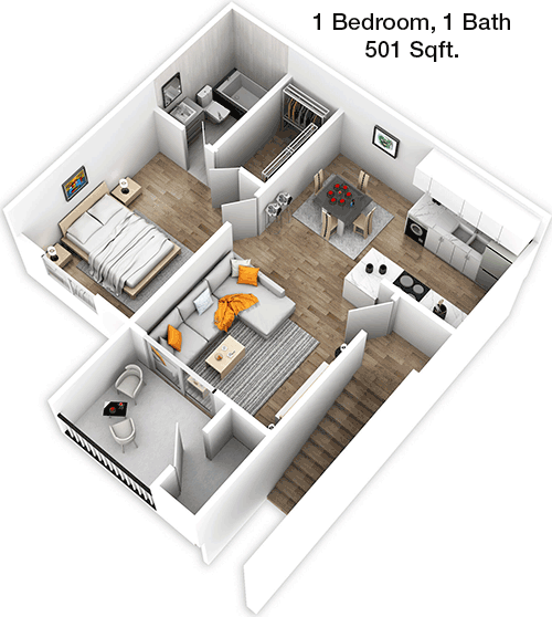 501 sq ft floorplan layout