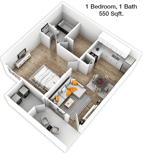 550 sq ft floorplan layout