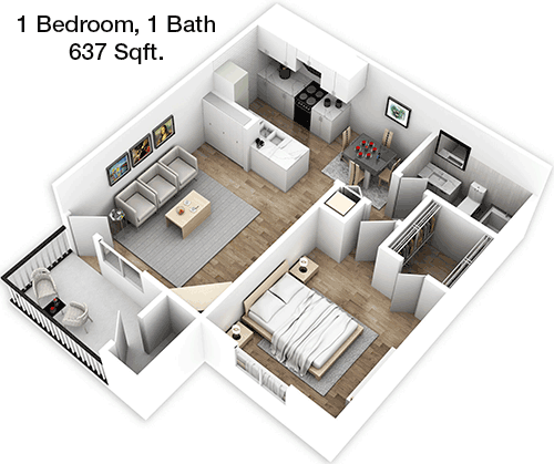 637 sq ft floorplan layout