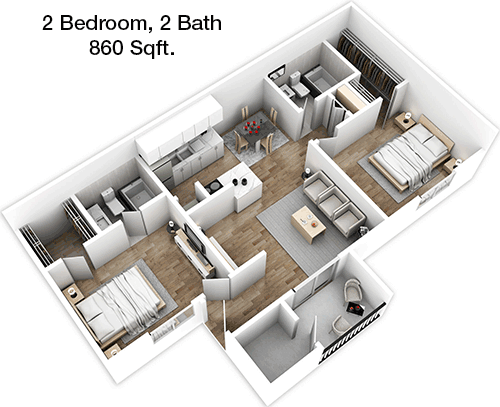 860 sq ft floorplan layout
