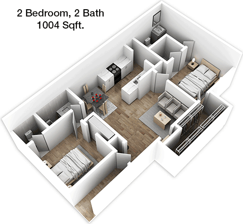 1,004 sq ft floorplan layout