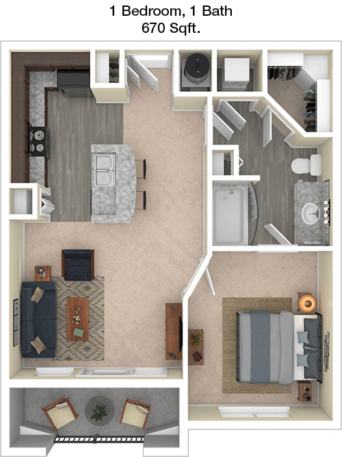 670 sq ft floorplan layout