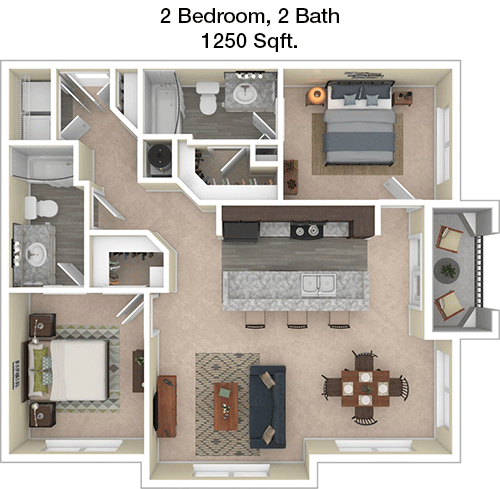 1,250 sq ft floorplan layout