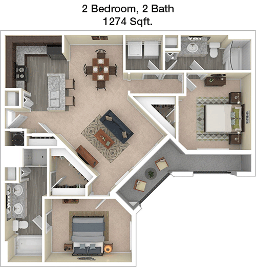 1,274 sq ft floorplan layout