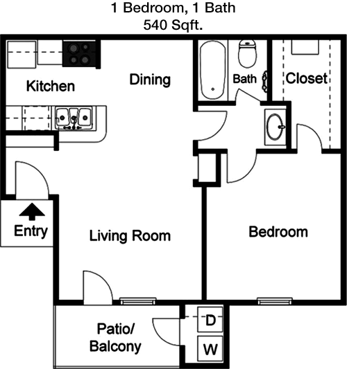 540 sq ft floorplan layout