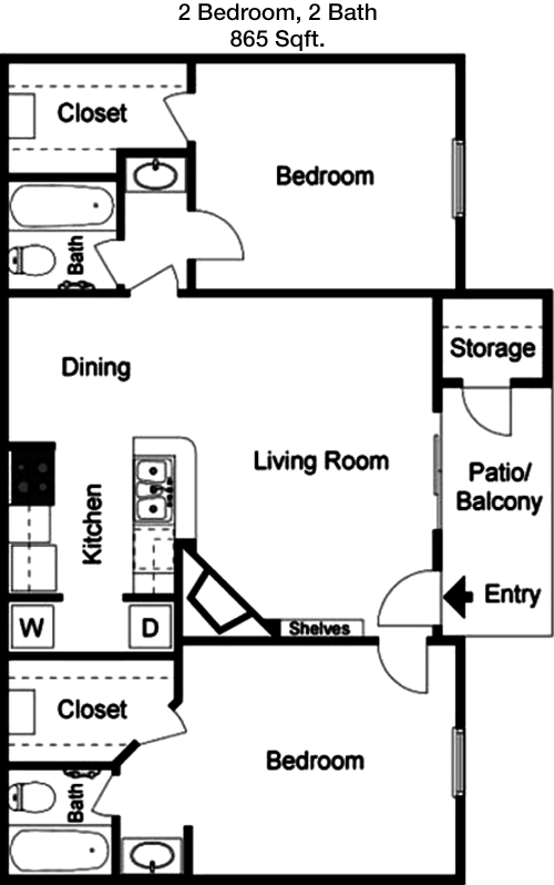865 sq ft floorplan layout