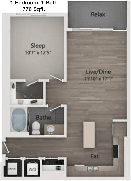 776 sq ft floorplan layout