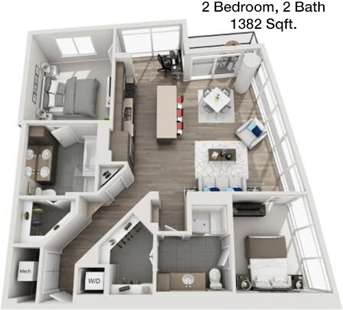 1,382 sq ft floorplan layout