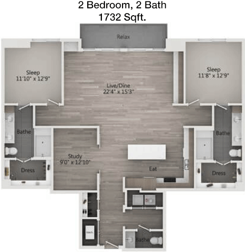 1,732 sq ft floorplan layout