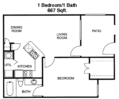 667 sq ft floorplan layout