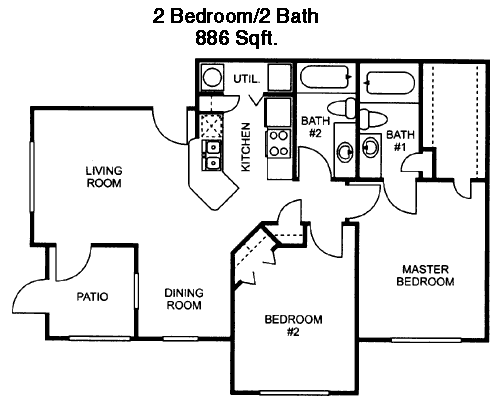 886 sq ft floorplan layout