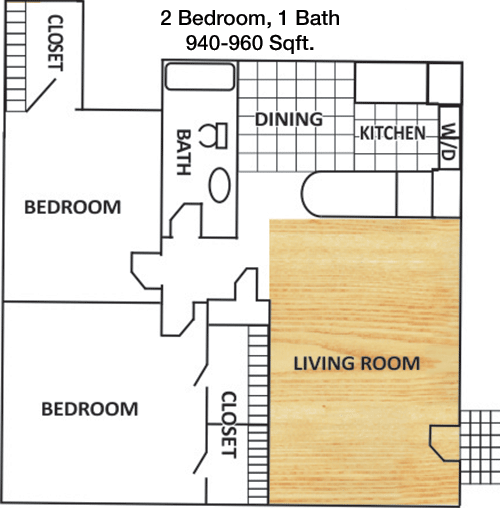 940 sq ft floorplan layout