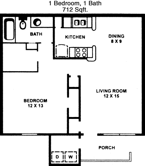 712 sq ft floorplan layout