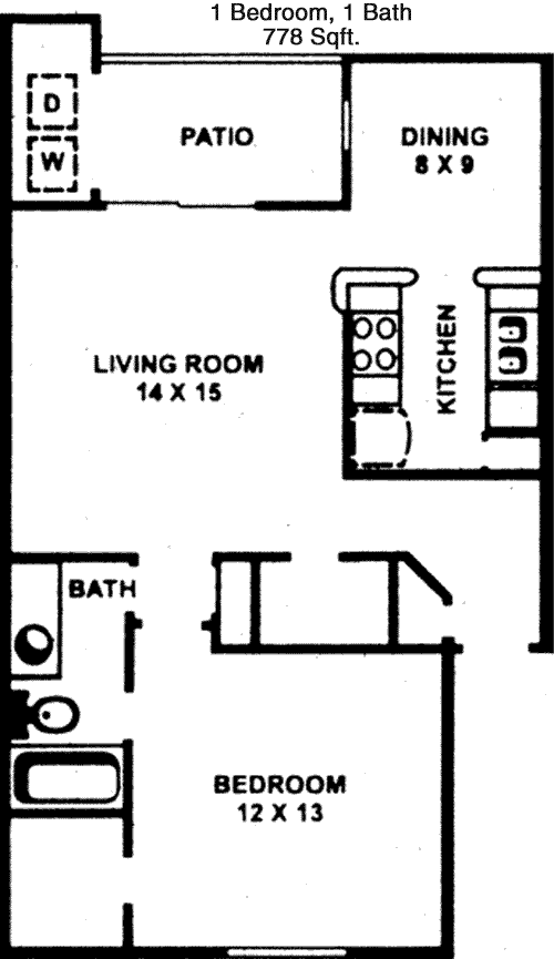 778 sq ft floorplan layout