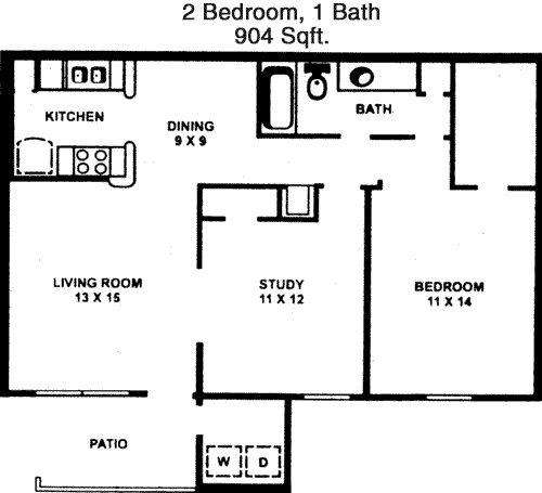 904 sq ft floorplan layout