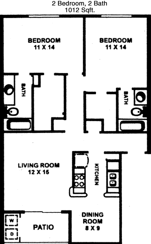 1,012 sq ft floorplan layout