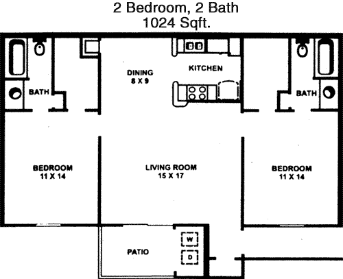 1,024 sq ft floorplan layout