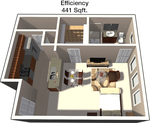 441 sq ft floorplan layout