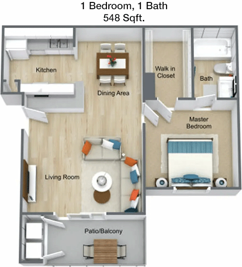 548 sq ft floorplan layout