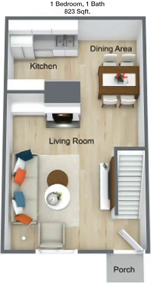 823 sq ft floorplan layout