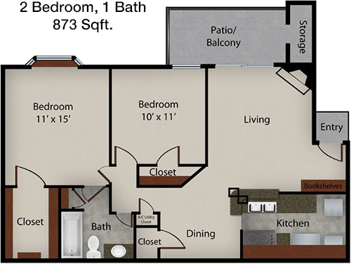 873 sq ft floorplan layout